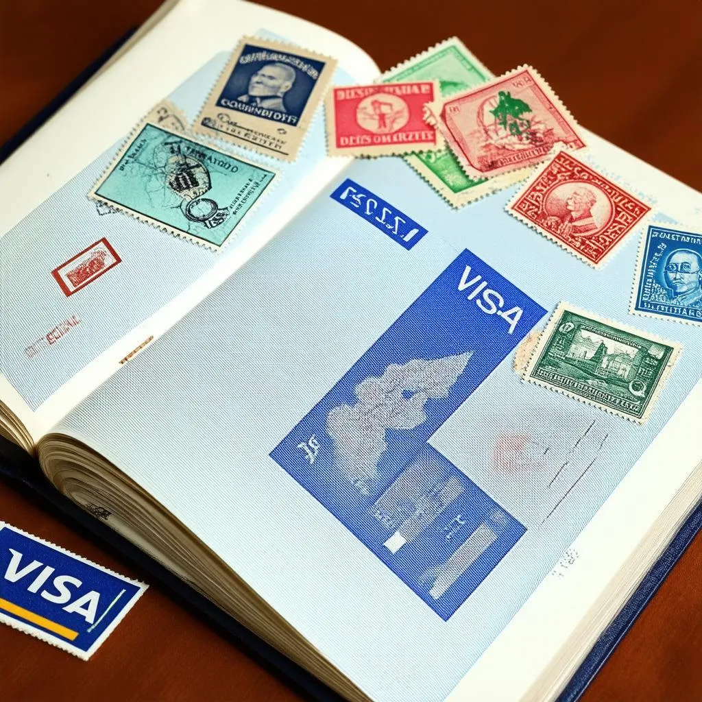 Passport with stamps