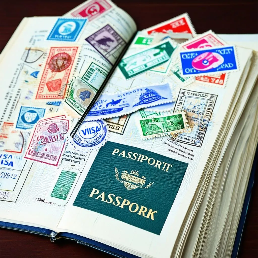 Passport with visa stamps