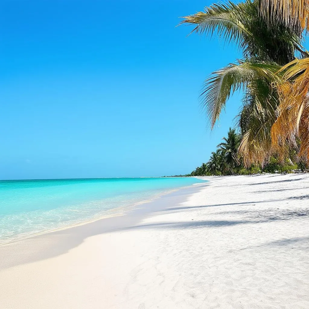 Tranquil beach at sunset