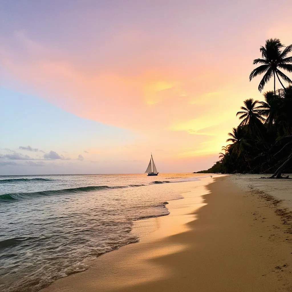 calm beach at sunset