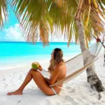 Solo traveler relaxing on a peaceful Thai beach