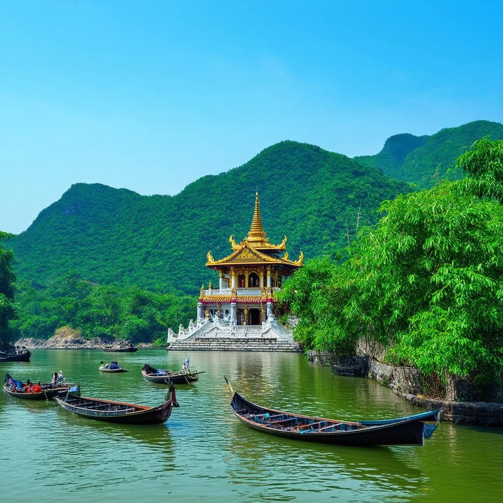 Scenic view of Perfume Pagoda in Hanoi