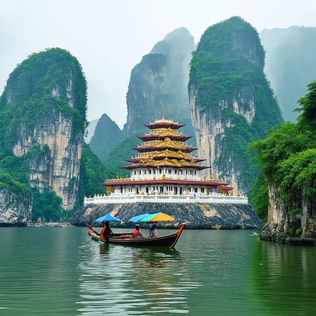 Perfume Pagoda amidst Limestone Mountains