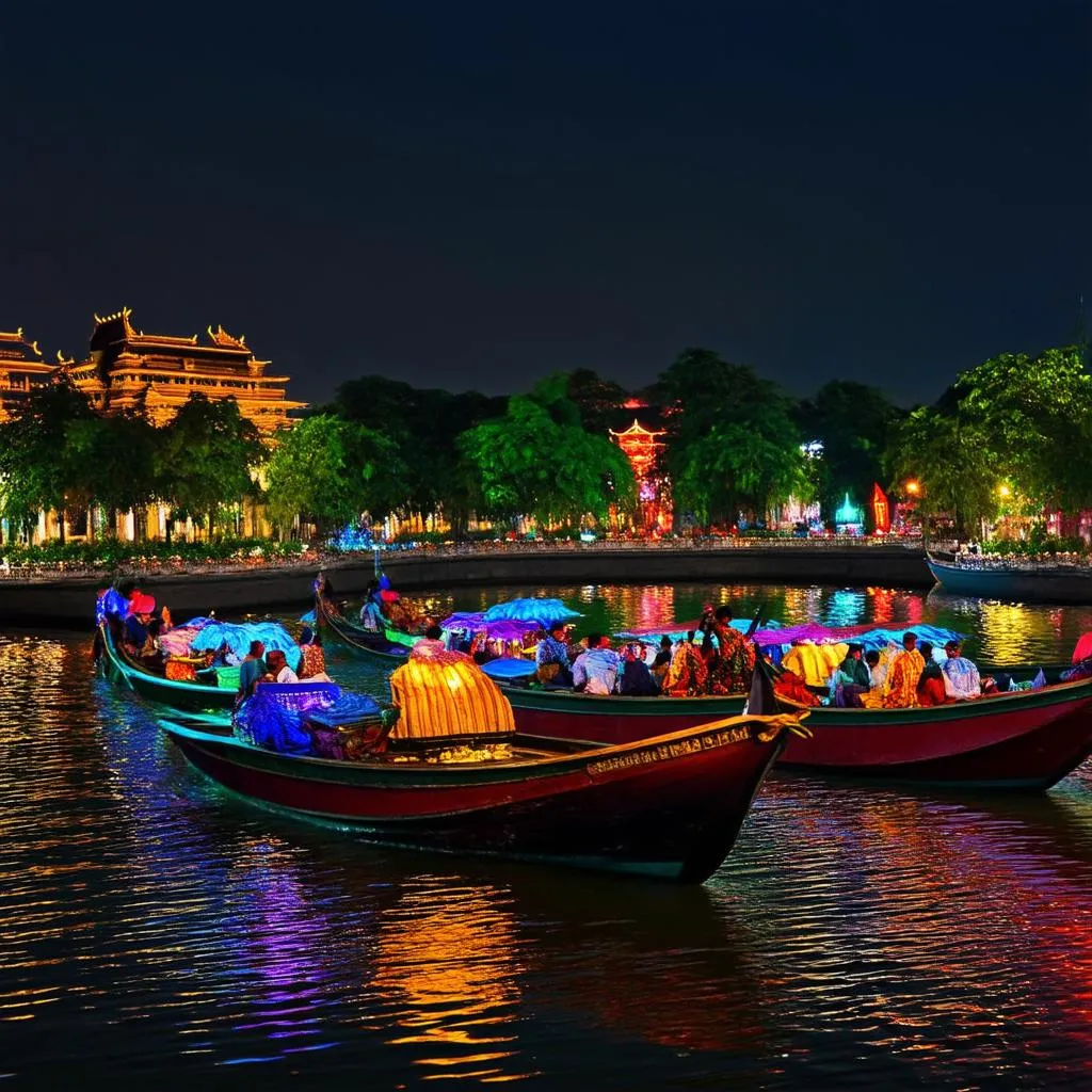 Night view of Perfume River, Hue