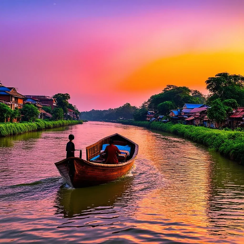 Perfume River Hue at Sunset