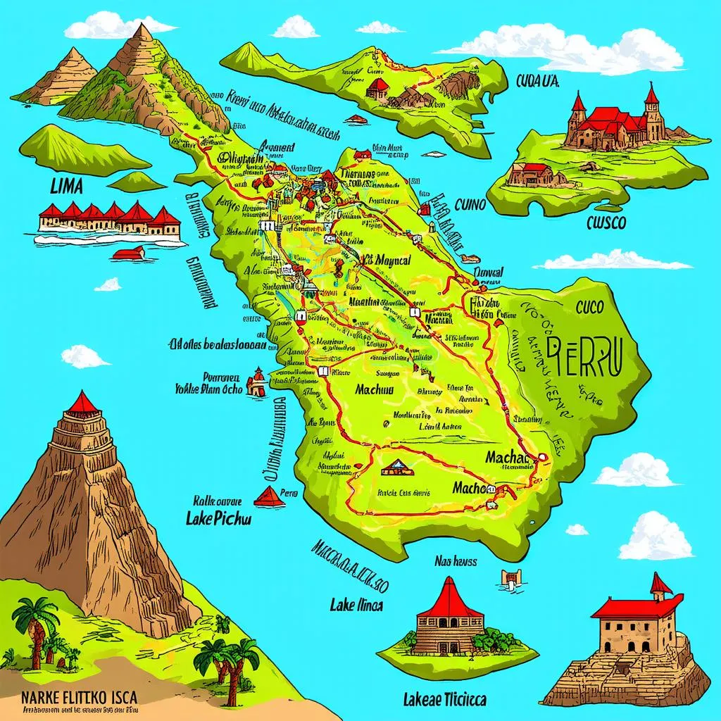 Map of Peru with highlighted destinations