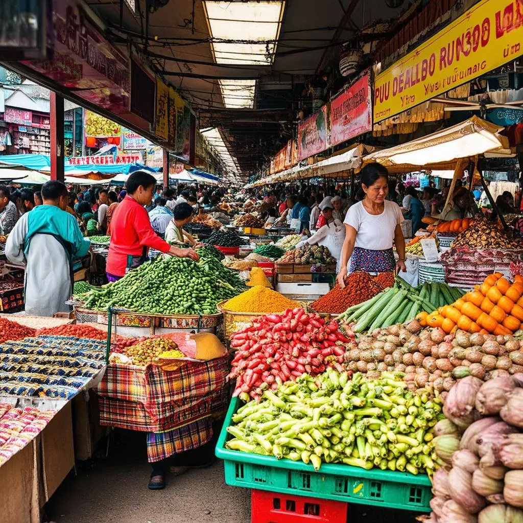 bustling market scene