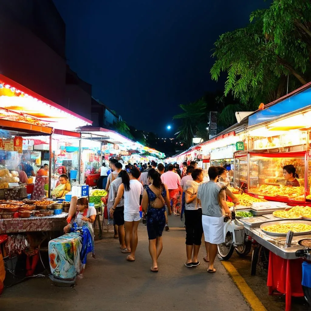 vibrant night market in Phu Quoc