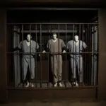 Prison cell with mannequins