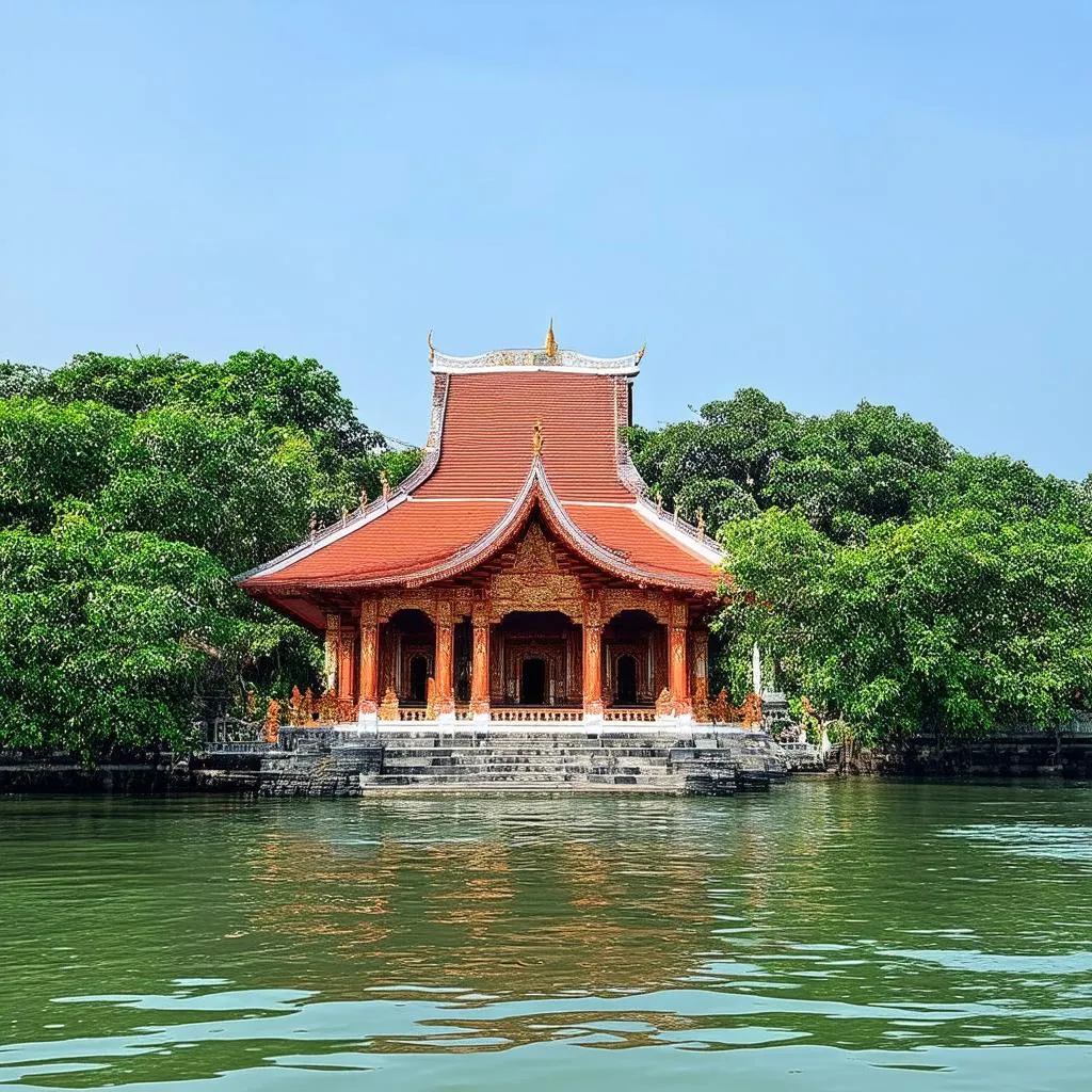 Ancient temple on Phu Tho Island, Phu Ninh Lake