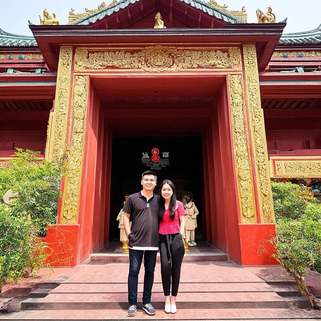 A couple visiting the Temple of Three Kings