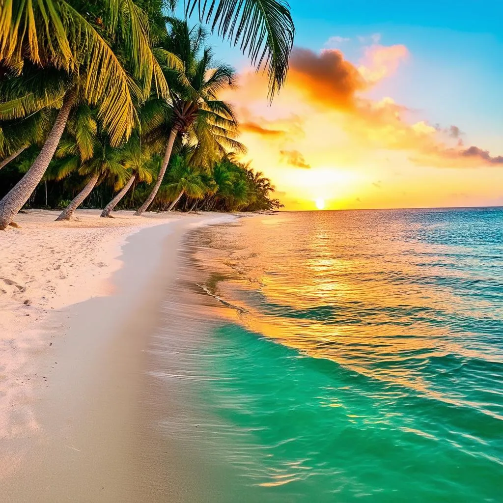 Phu Yen beach at sunset