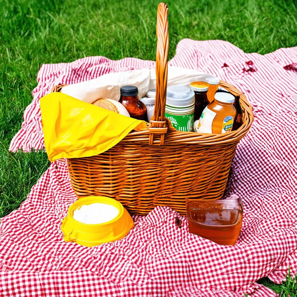 Picnic Basket and Yellow Jacket Trap