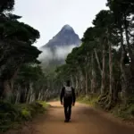 Pilgrim walking a spiritual path