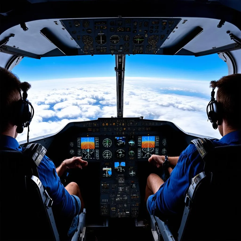 Pilots in cockpit