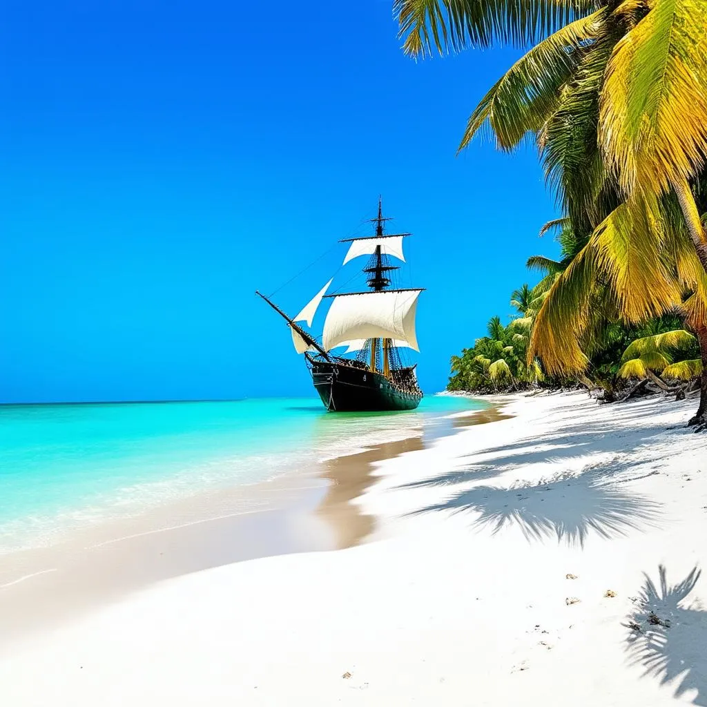 Tropical beach on a pirate island