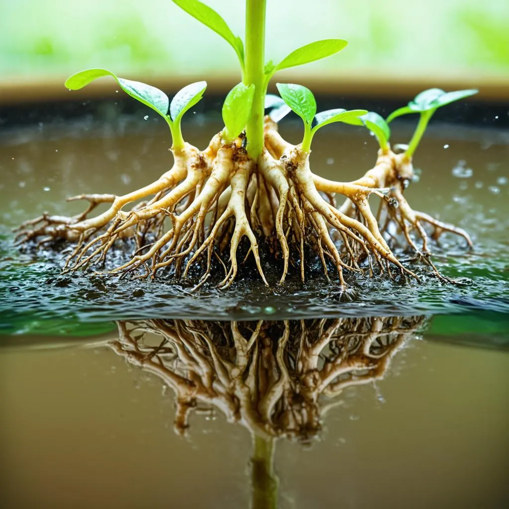 Plant Roots Absorbing Water