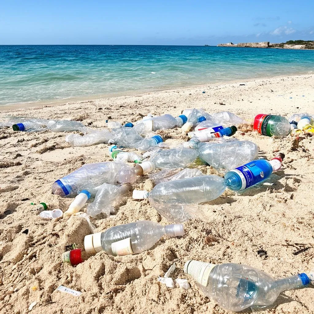 Plastic Bottles on Beach