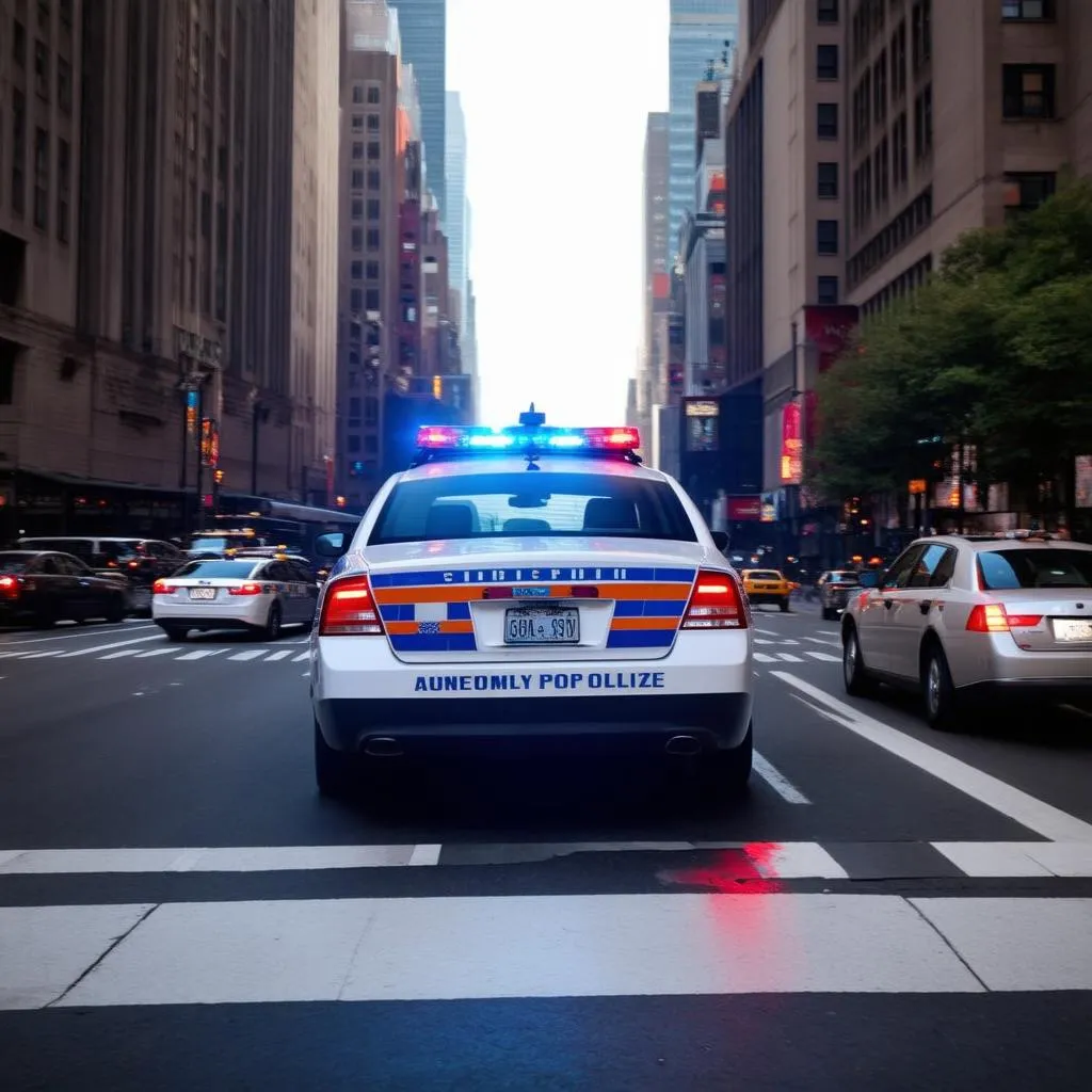 police car on city street