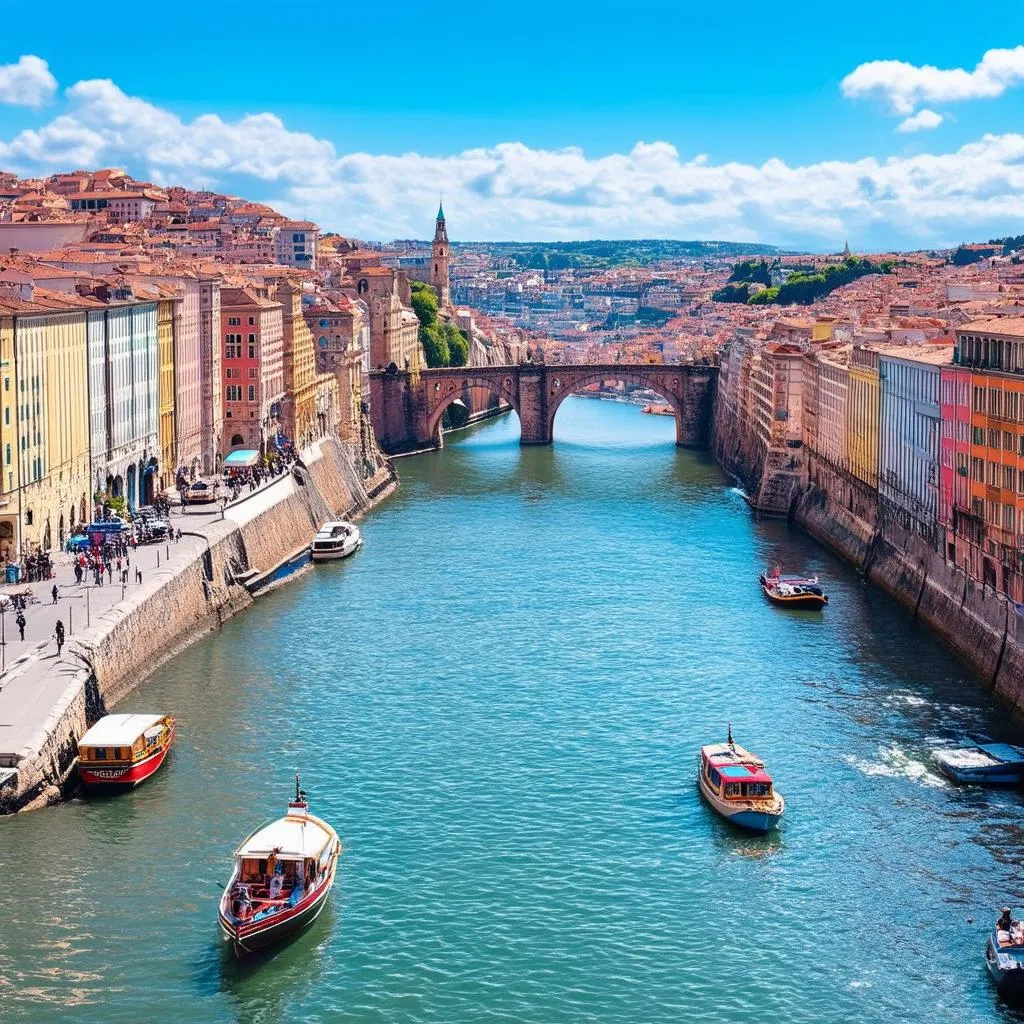 Porto cityscape Douro River