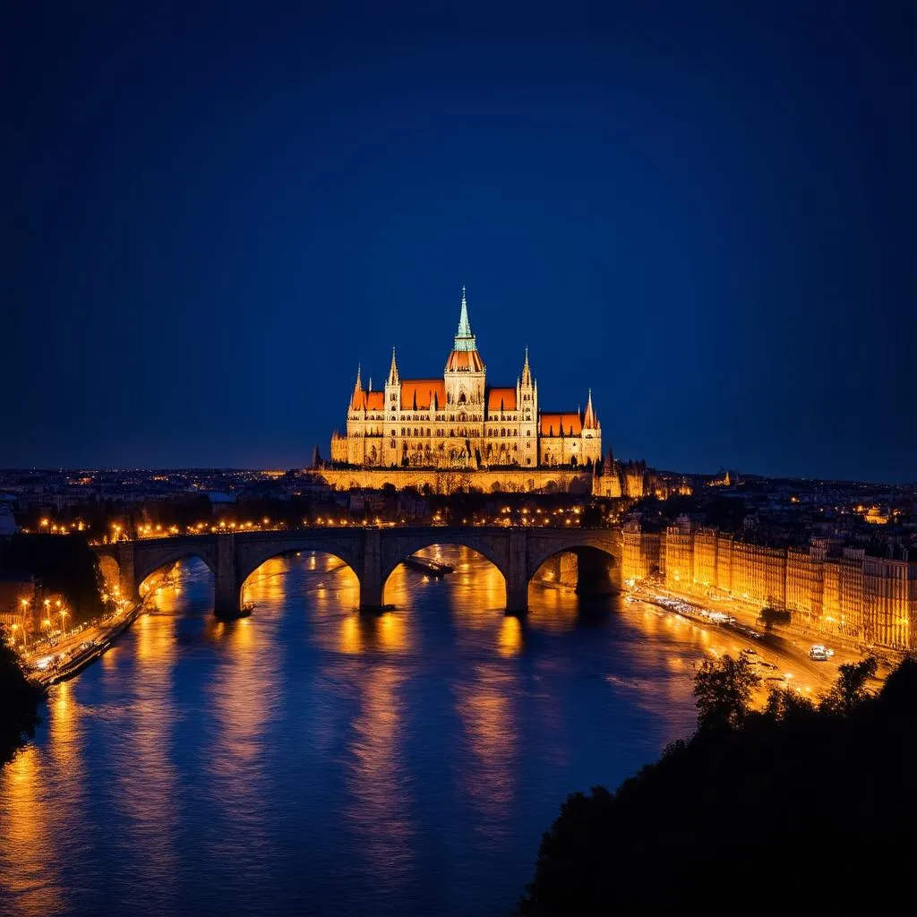 Prague Castle illuminated at night