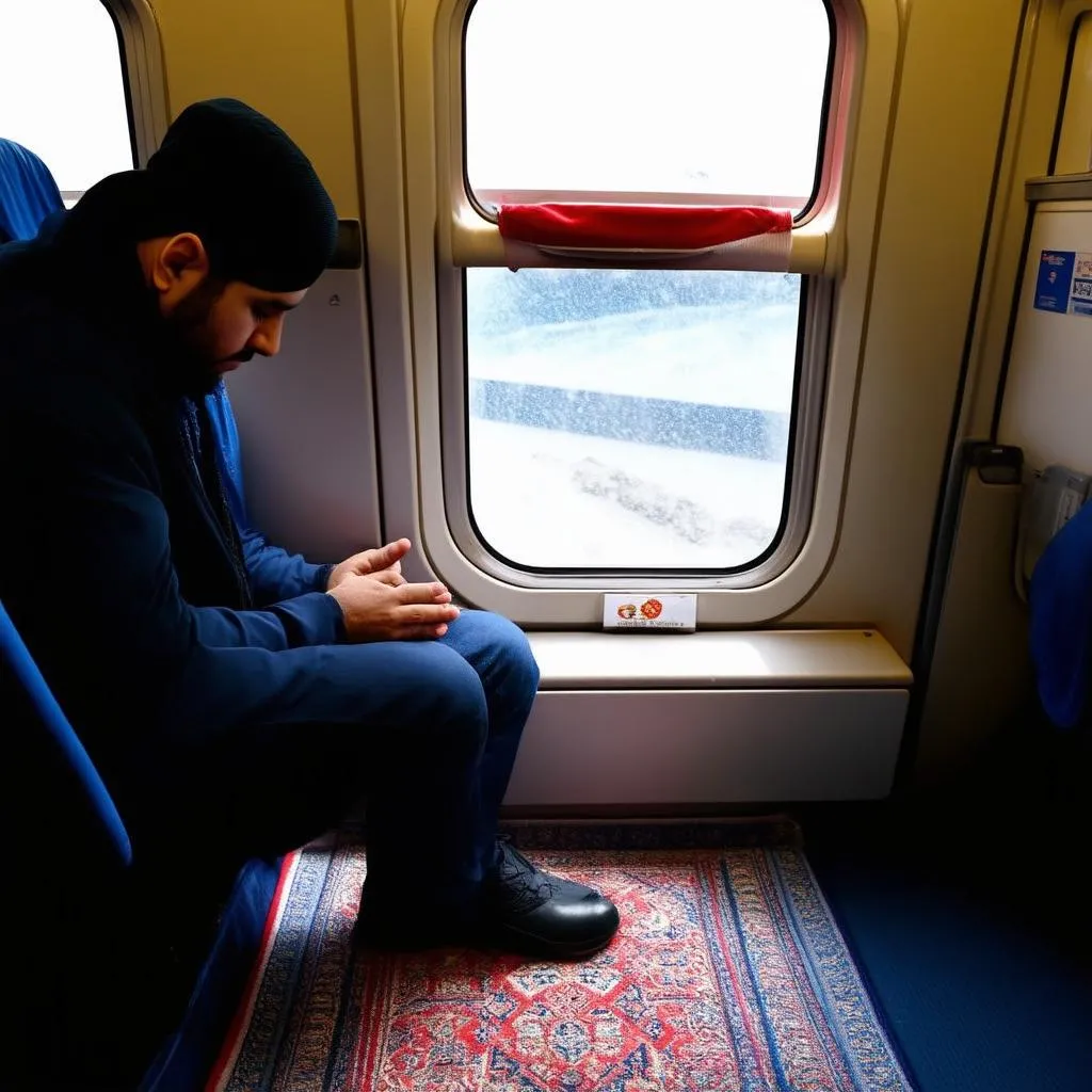 Muslim traveler praying