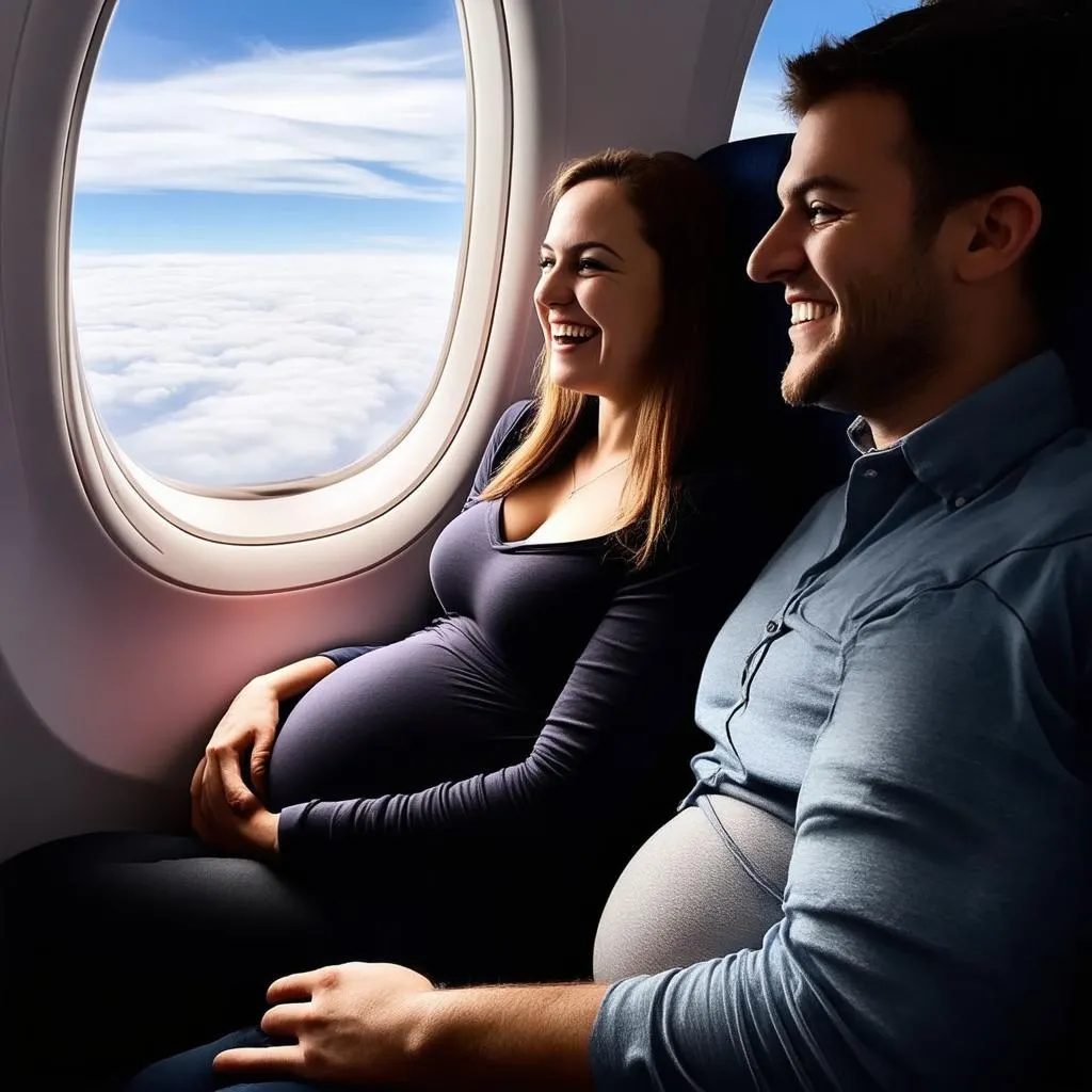 Couple Traveling on Airplane