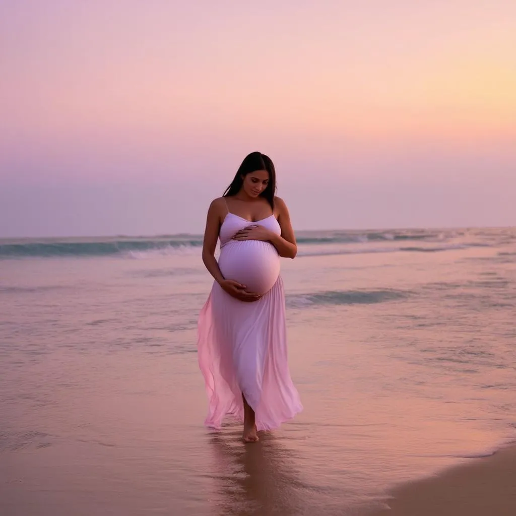 Pregnant Woman on Beach