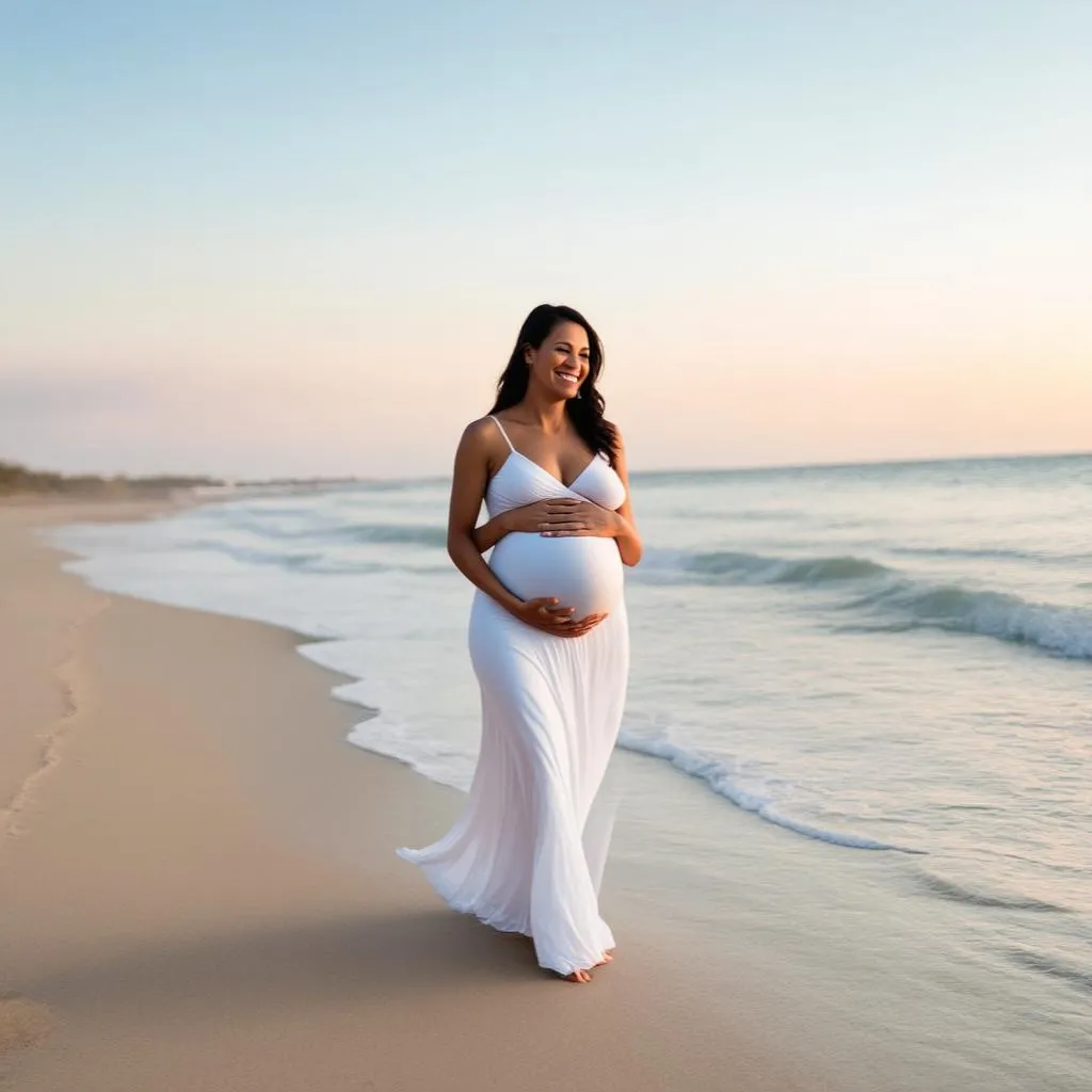 Pregnant Woman on the Beach