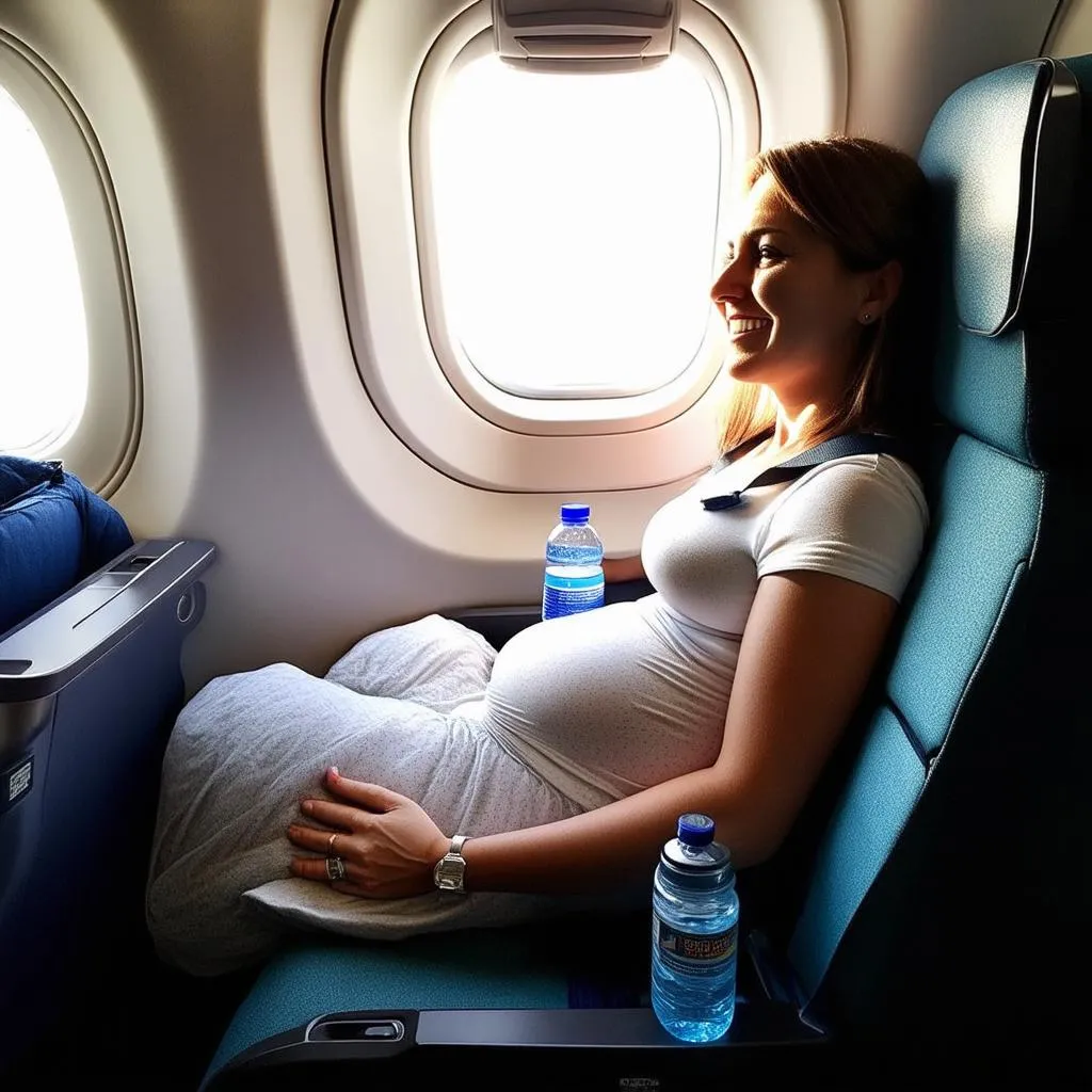 Pregnant traveler on a plane