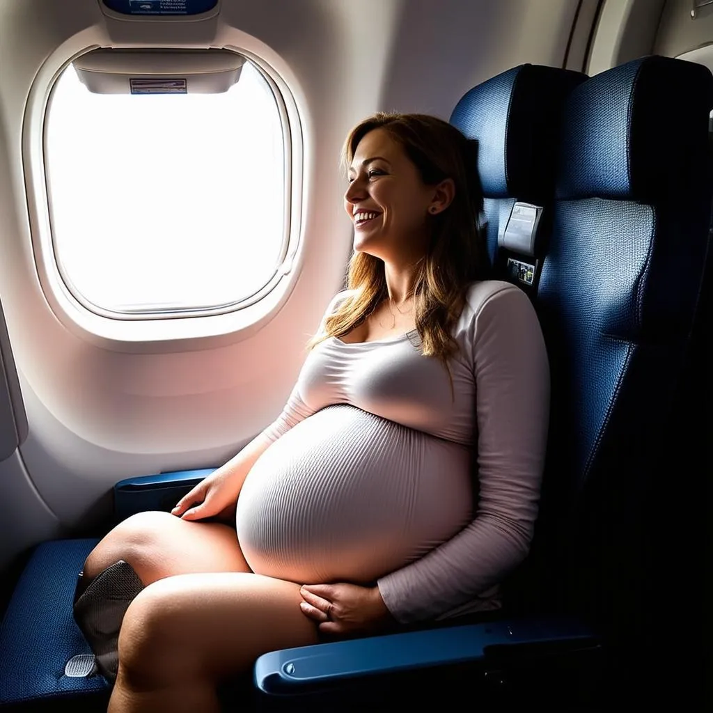 pregnant woman on an airplane