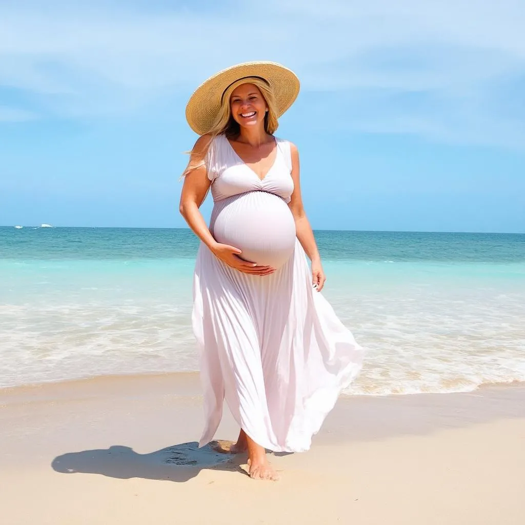 Pregnant woman on the beach