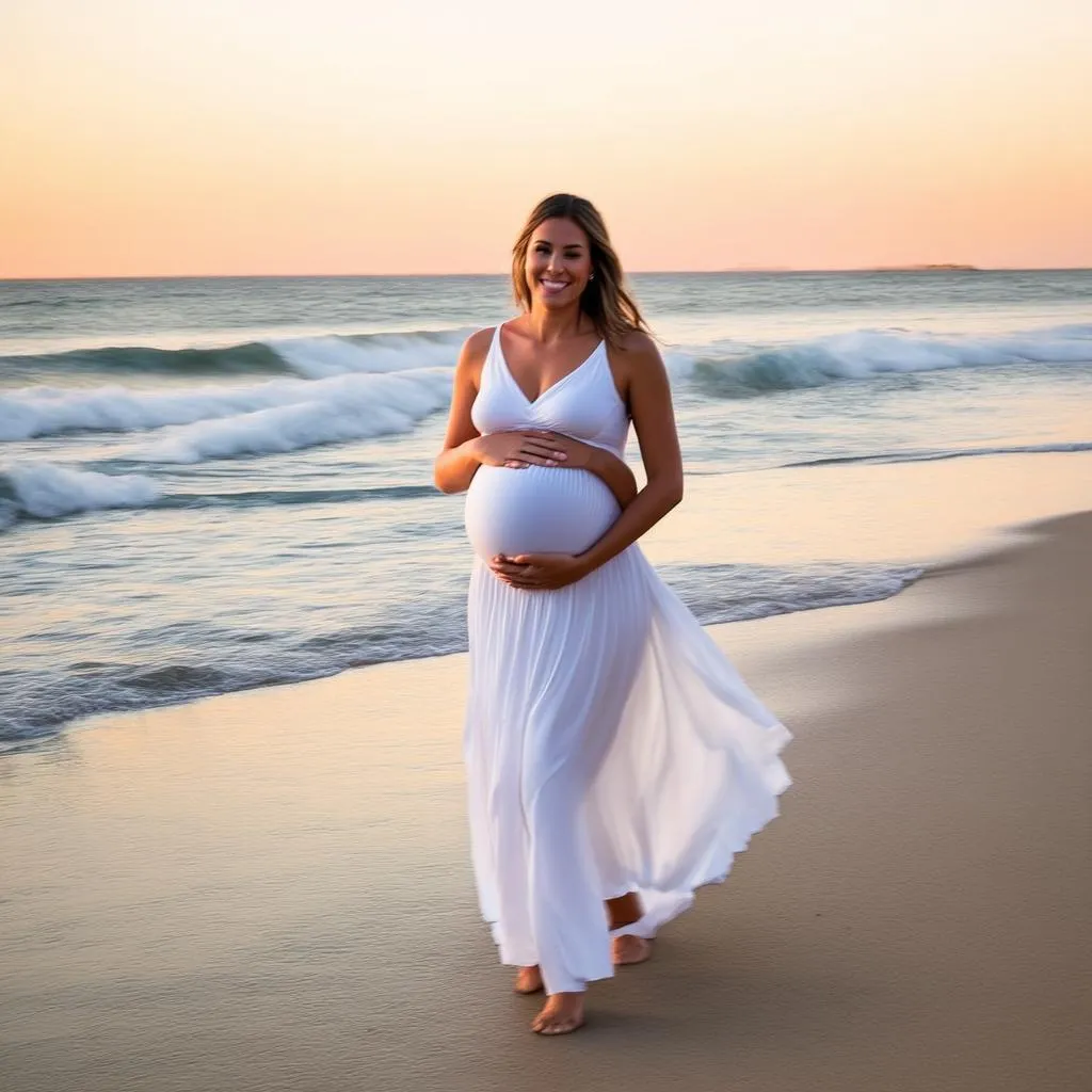 pregnant woman on beach