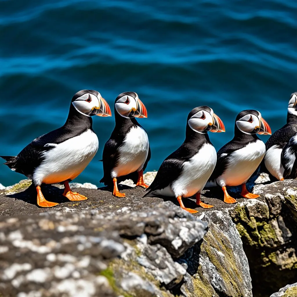 Puffins on a Cliff