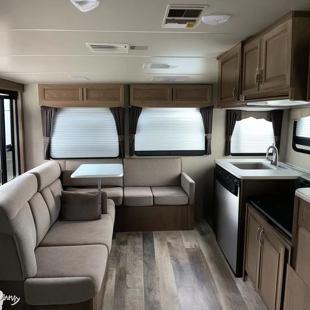 Spacious interior of a Puma travel trailer