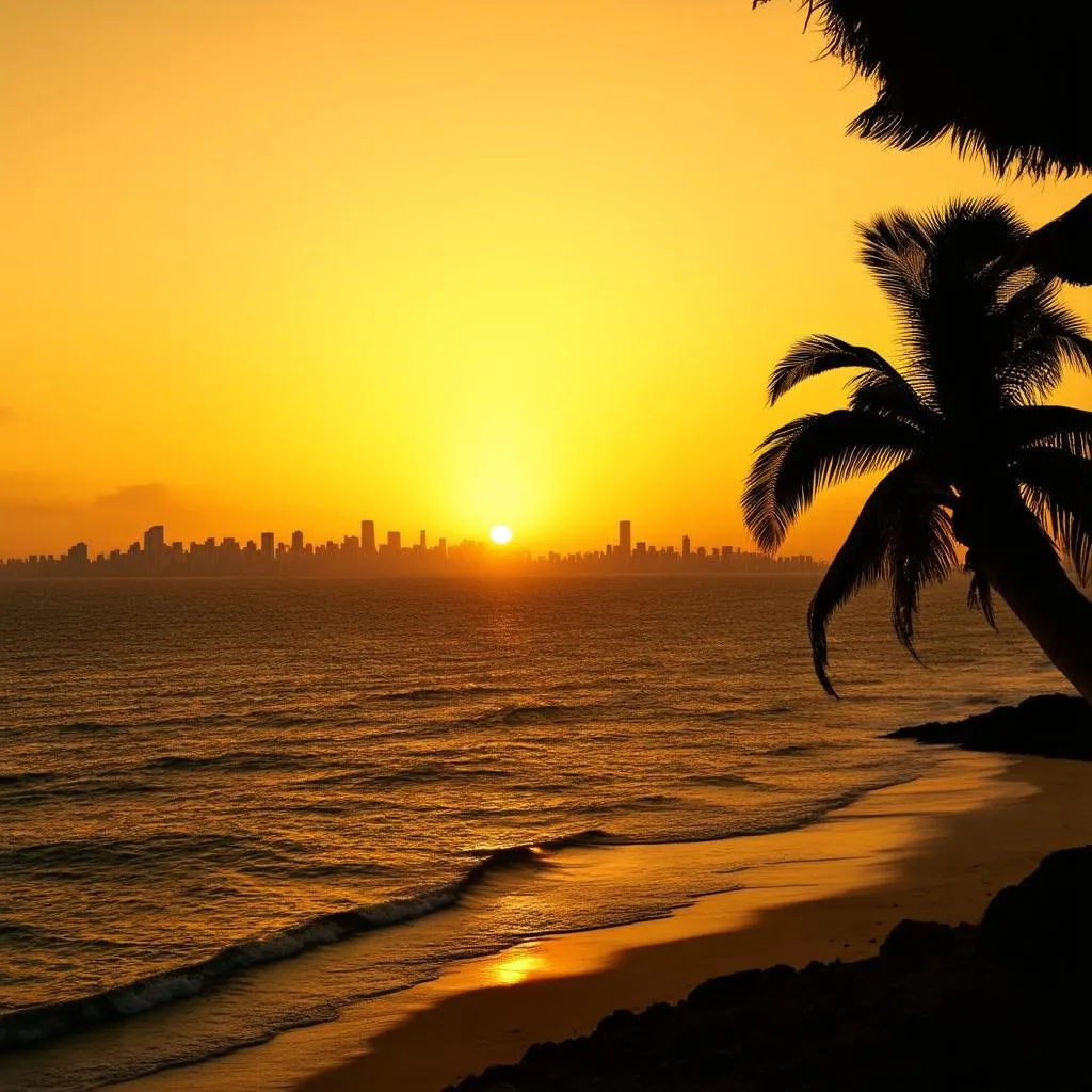 Sunset over Quy Nhon Beach