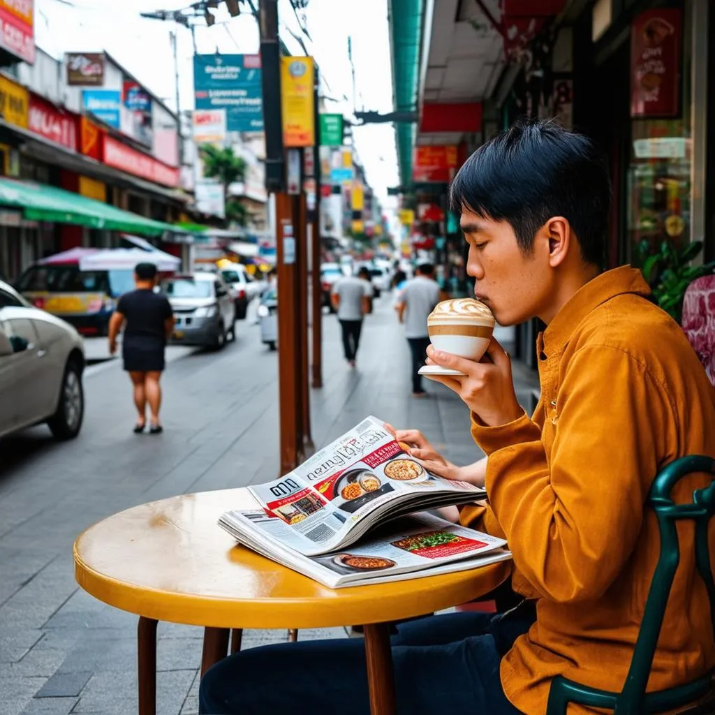 Enjoying a Travel Magazine in Ho Chi Minh City