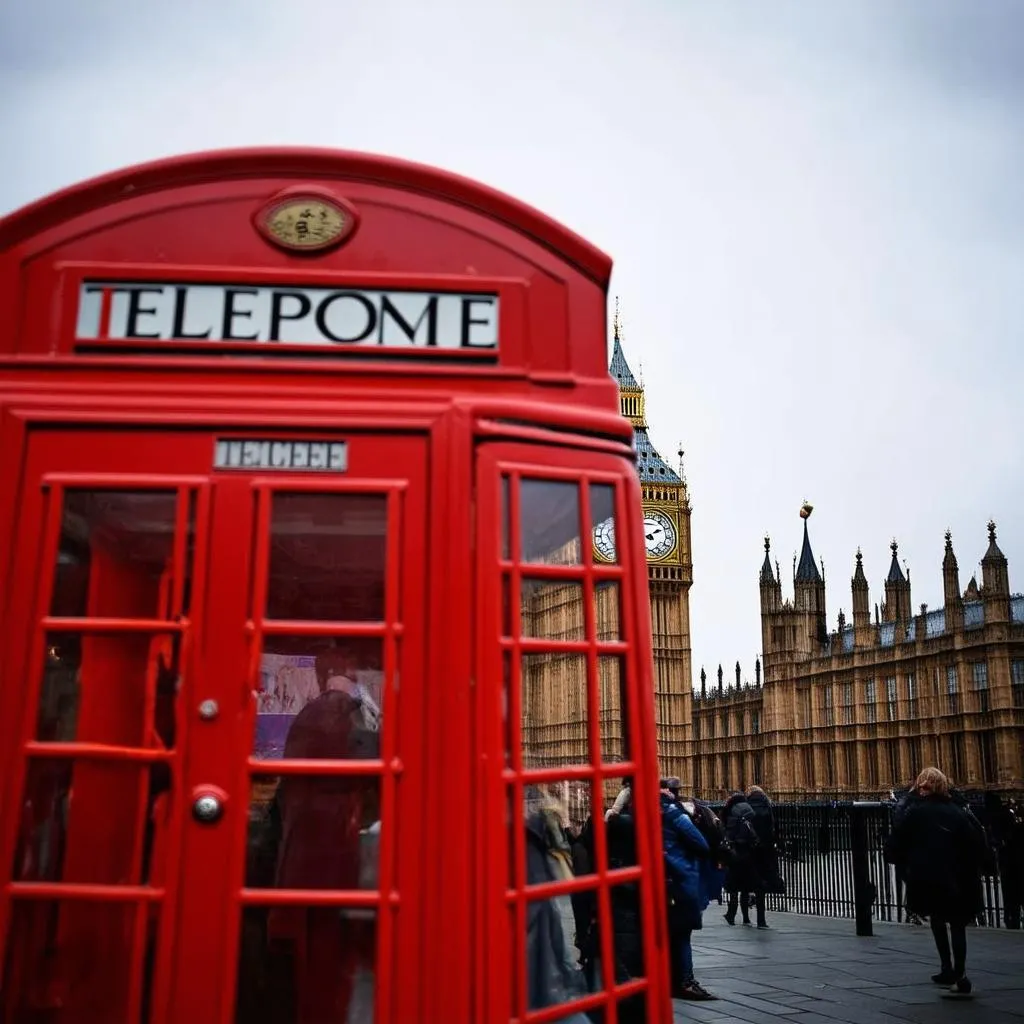 Red telephone booth with Big Ben in the background