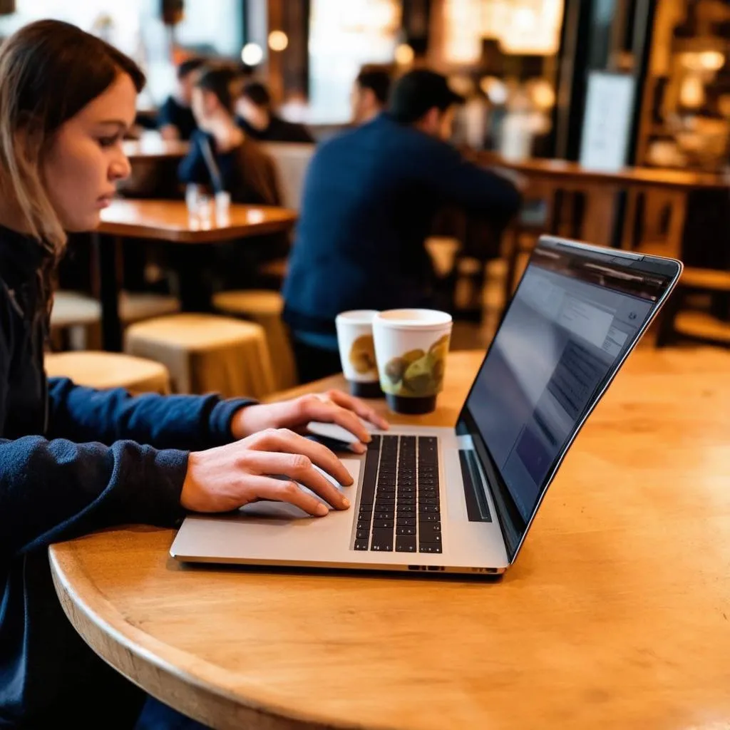 Remote worker in a cafe