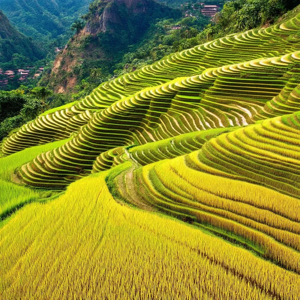 Golden rice terraces in Sapa