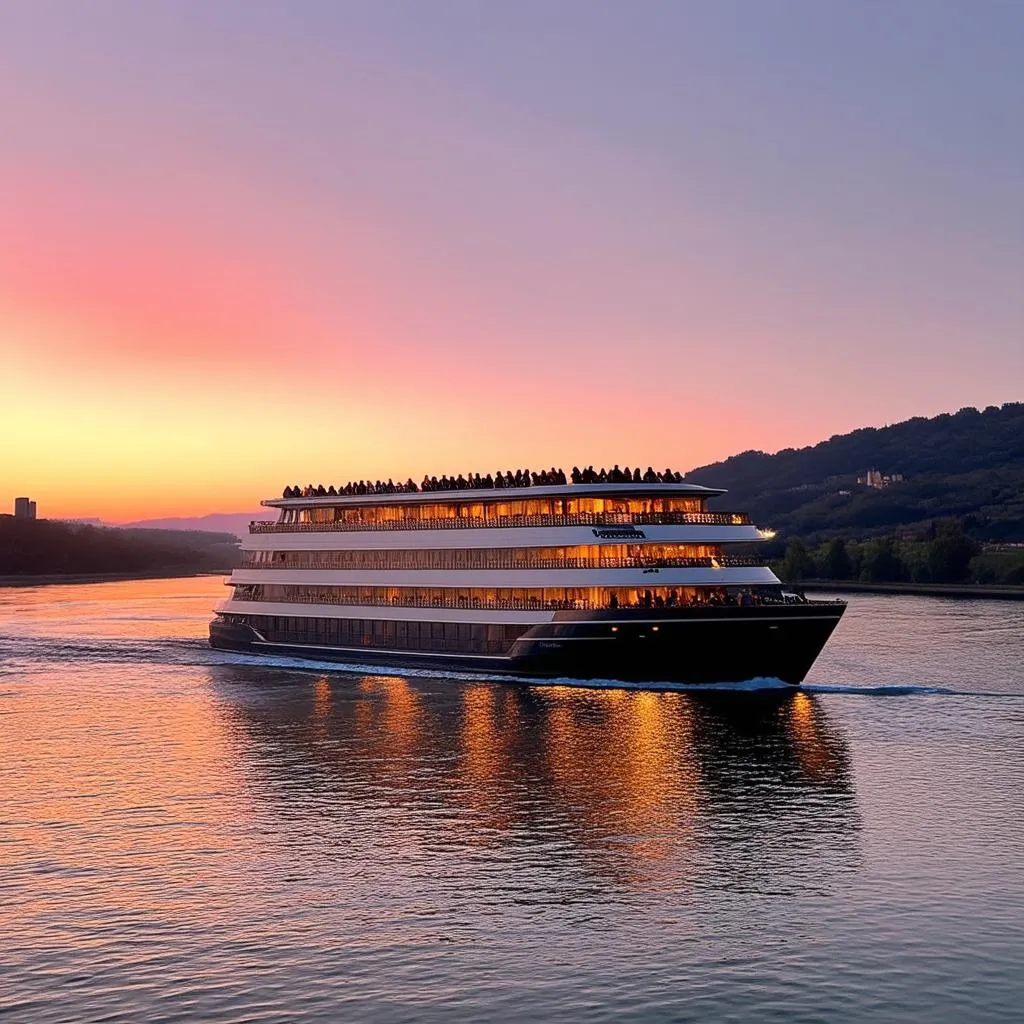 Luxury river cruise at sunset