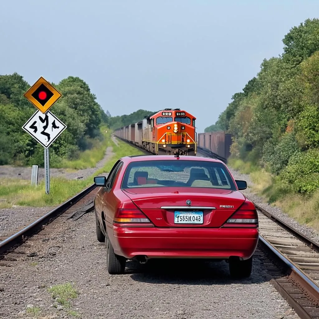 Road Crossing Freight Train