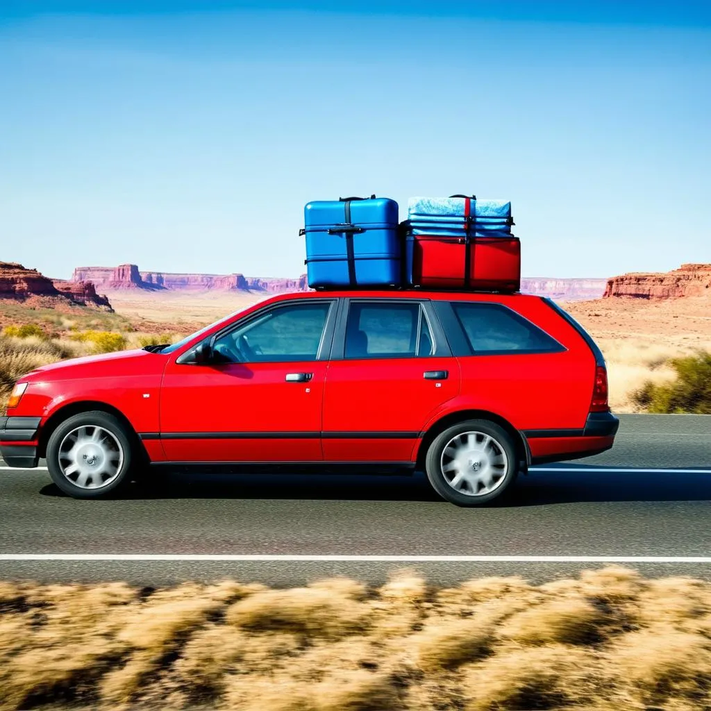 Road trip car with luggage