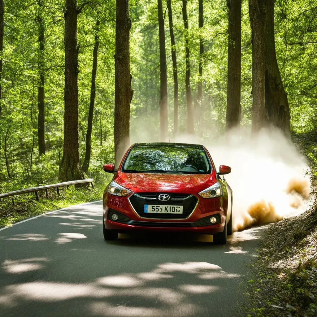 car driving on a scenic road