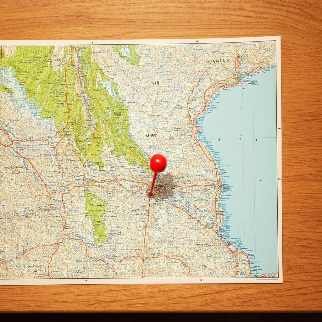 Road Trip Map with Destination Pinned