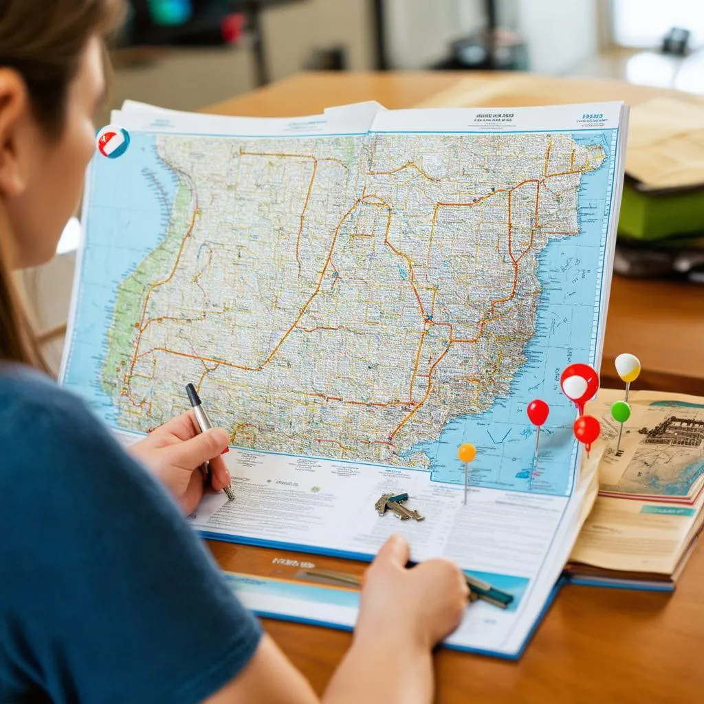 Planning a Road Trip with a Map