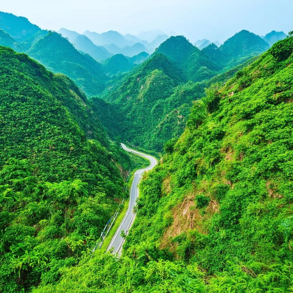 Scenic mountain road in Vietnam