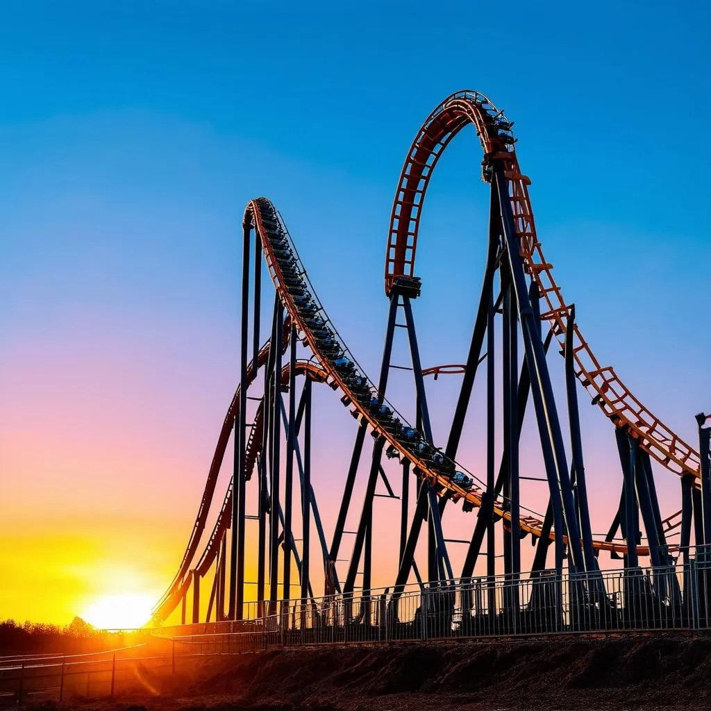 Roller coaster doing a loop