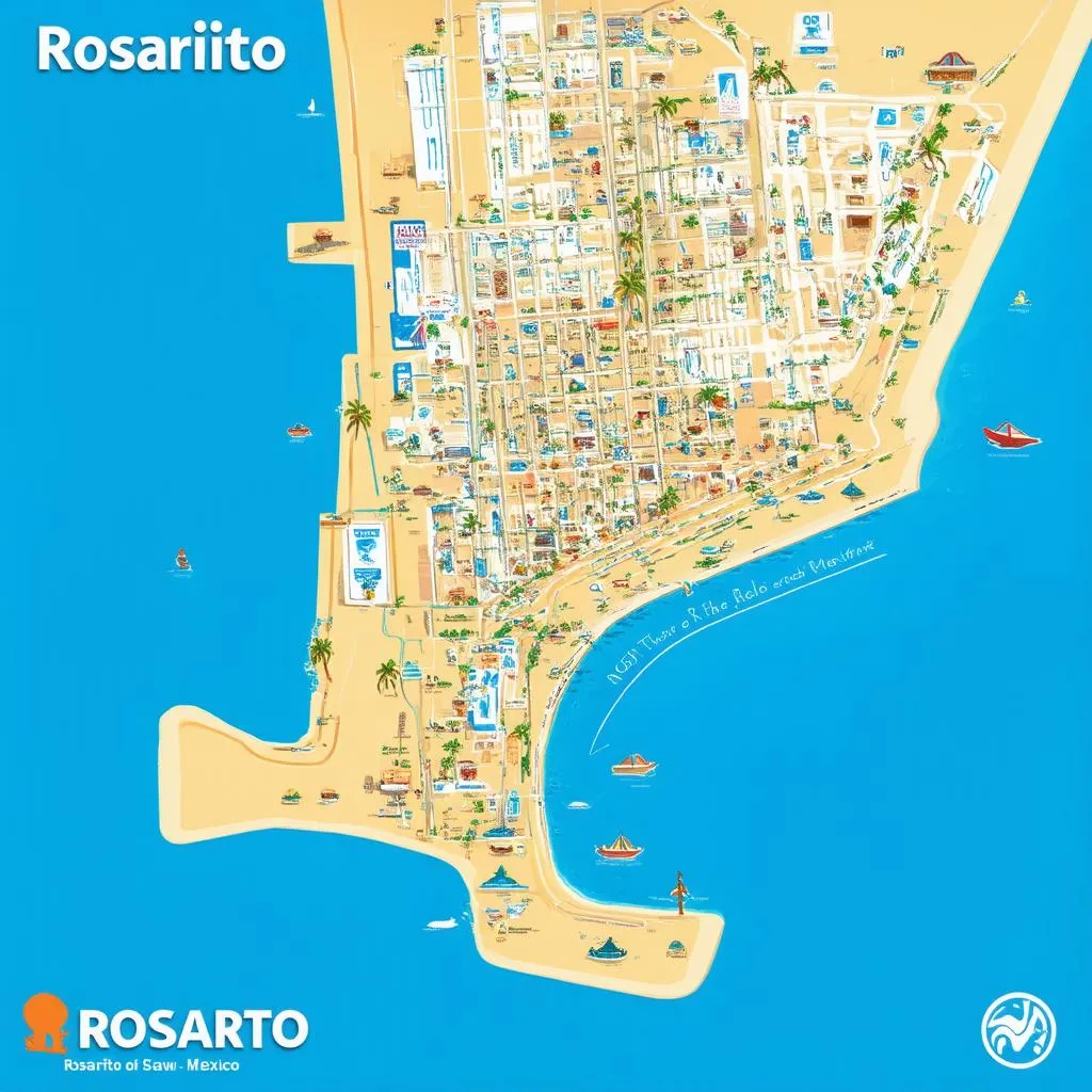 Map of Rosarito Mexico Highlighting Tourist Areas