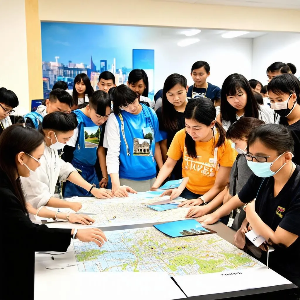 Students participating in a tourism workshop